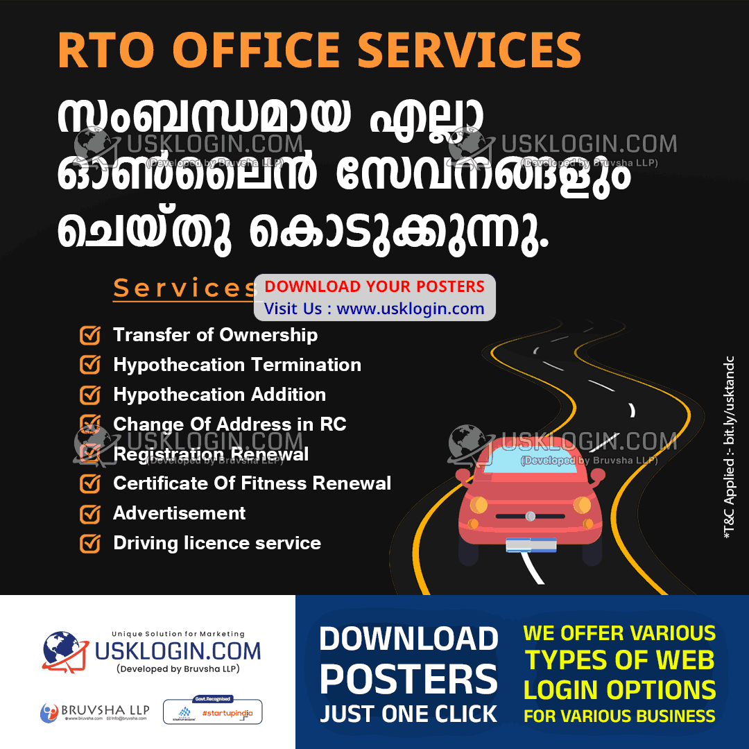 RTO Office Services kerala csc online service poster